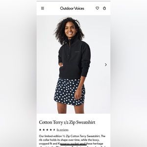 OUTDOOR VOICES Cotton Terry 1/2 Zip Sweatshirt